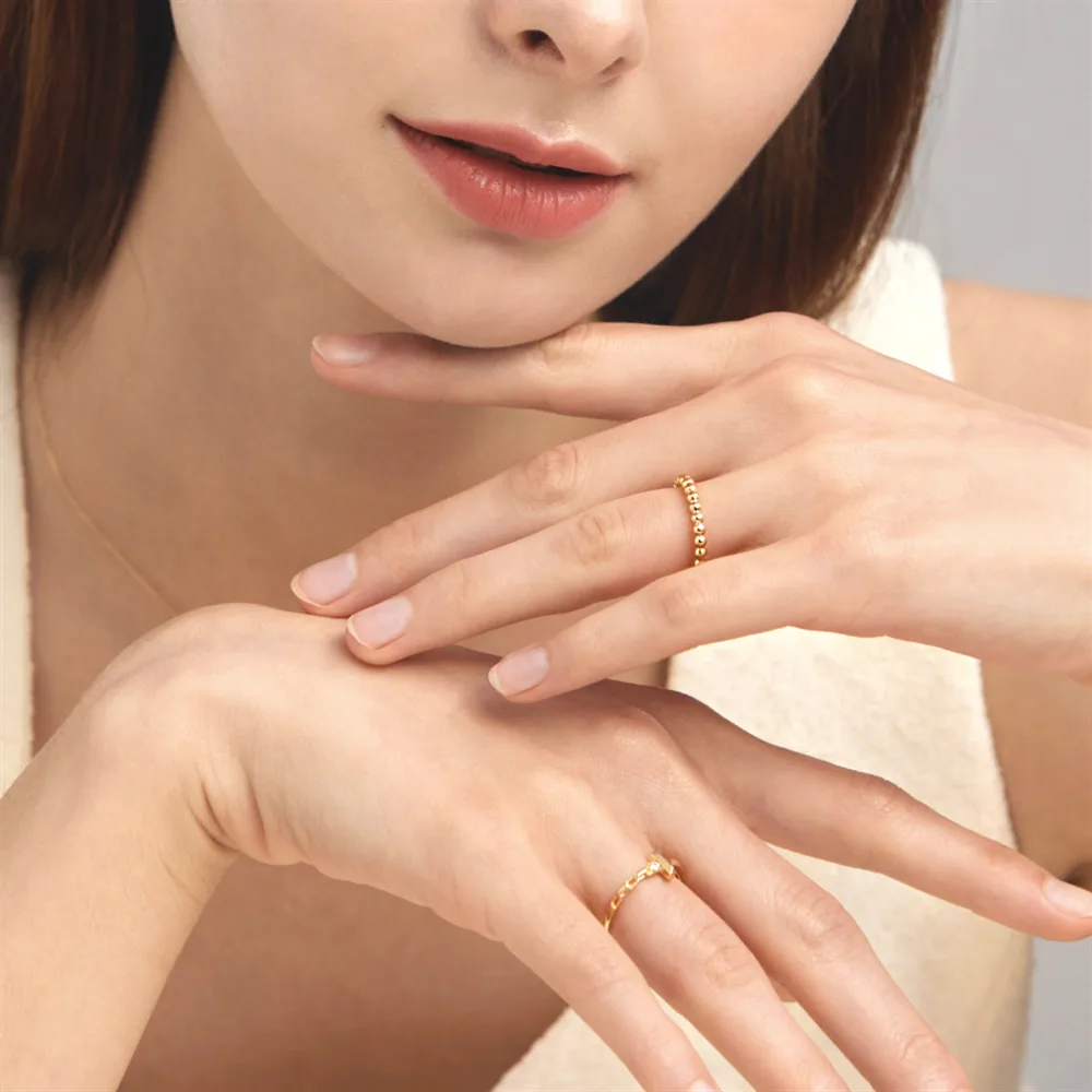 [모아르] 14K 텀블 버블 볼 반지 대